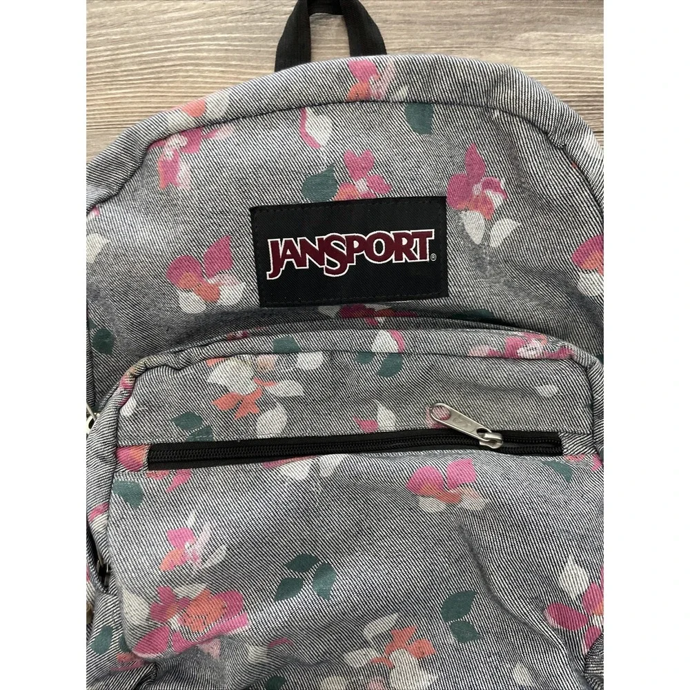 JanSport Originals Right Pack Floral Denim Canvas Suede Bottom Backpack JS00T62A